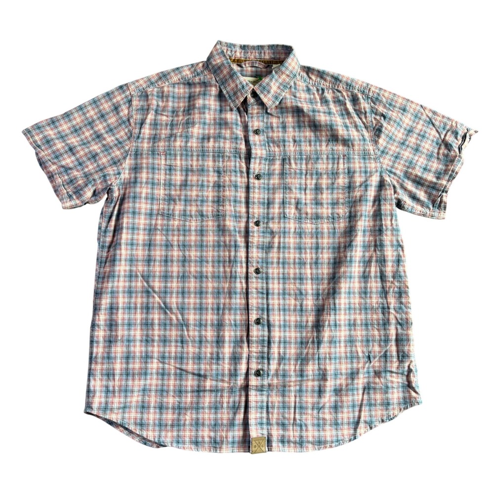 Dakota Grizzly Mens XL Short Sleeve Plaid‎ Button Down Shirt Blue Red Casual